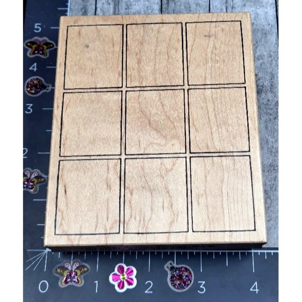 Northwoods Grid Boxes Frames Design 2002 Rubber Stamp Wood #C25